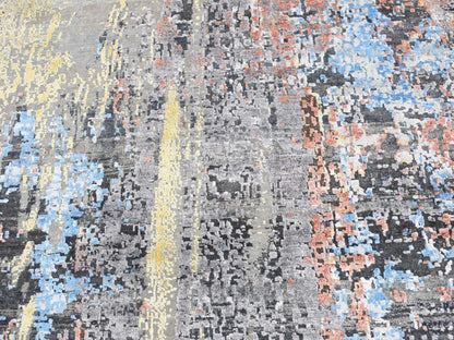 Grey 10'1" x 10'1" Modern / Contemporary Hand knotted Wool/Silk Rug - Sku: O087739