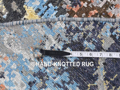 Modern / Contemporary hand-knotted wool/silk rug in Gray, 10'1" x 10'1" — SKU O087739 (view 8)