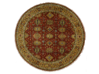 Heriz hand-knotted wool rug in Red & Gold, 9'10" x 9'10" — SKU O087740