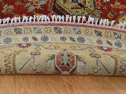 Red 9'10" x 9'10" Traditional Hand knotted Wool Rug - Sku: O087740