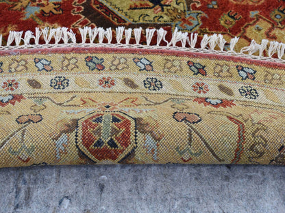 Heriz hand-knotted wool rug in Red & Gold, 9'10" x 9'10" — SKU O087740 (view 4)