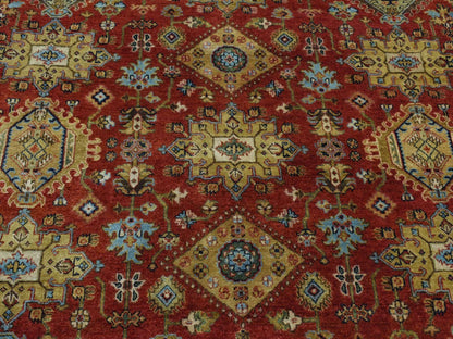Heriz hand-knotted wool rug in Red & Gold, 9'10" x 9'10" — SKU O087740 (view 6)