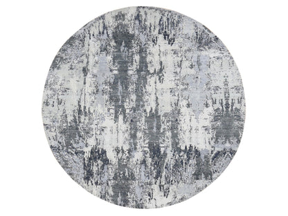 Modern / Contemporary hand-knotted wool/silk rug in Gray, 8'1" x 8'1" — SKU O087743