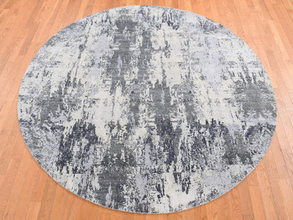 Modern / Contemporary hand-knotted wool/silk rug in Gray, 8'1" x 8'1" — SKU O087743 (view 2)