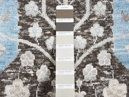 Brown 8'0" x 8'0" Transitional Hand knotted Wool/Silk Rug - Sku: O087744