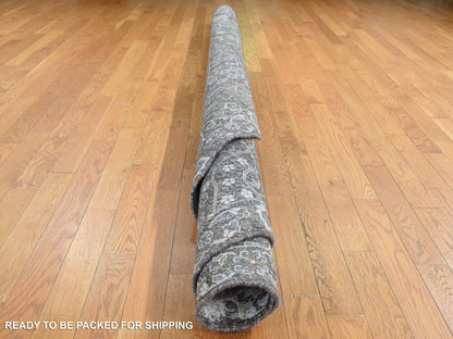 Brown 8'0" x 8'0" Transitional Hand knotted Wool/Silk Rug - Sku: O087744