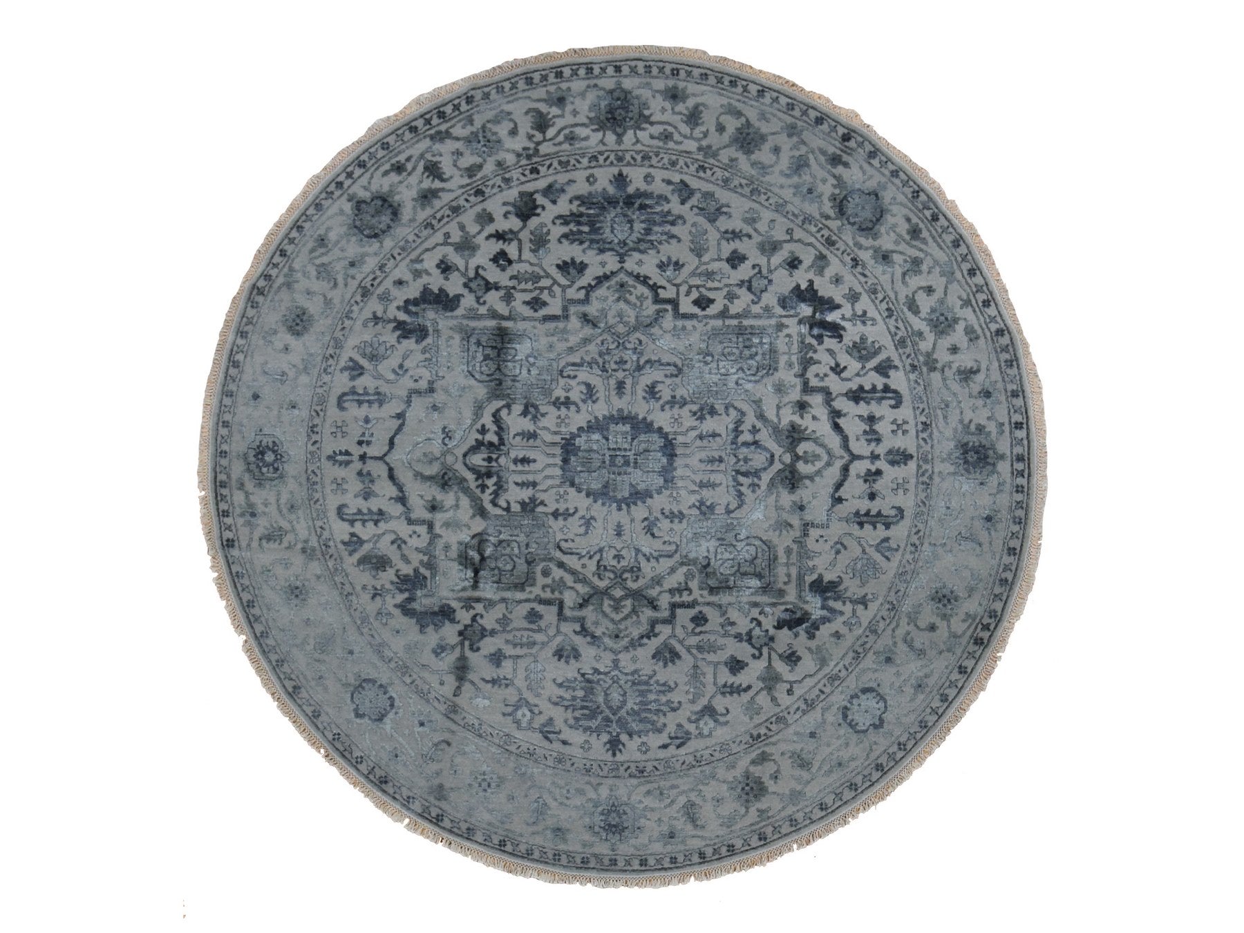 Heriz Heriz hand-knotted wool/silk rug in Gray, 10' x 10' — SKU O087747