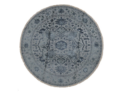 Heriz Heriz hand-knotted wool/silk rug in Gray, 10' x 10' — SKU O087747