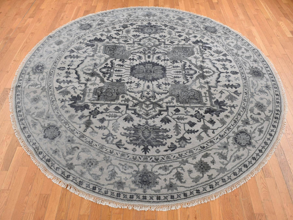 Heriz Heriz hand-knotted wool/silk rug in Gray, 10' x 10' — SKU O087747 (view 2)