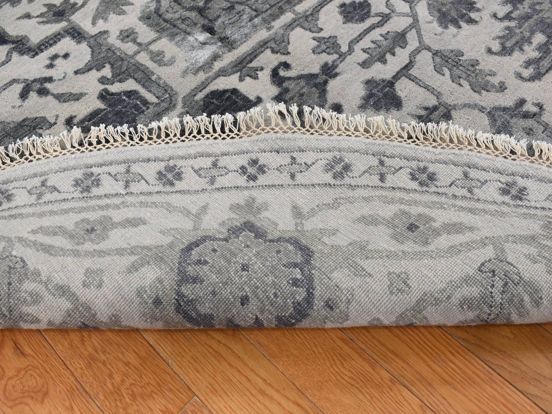 Heriz Heriz hand-knotted wool/silk rug in Gray, 10' x 10' — SKU O087747 (view 3)