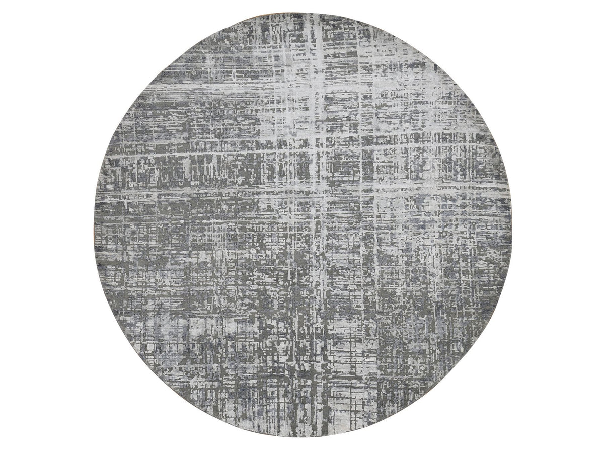 Modern / Contemporary hand-knotted wool/silk rug in Gray, 10'3" x 10'3" — SKU O087749