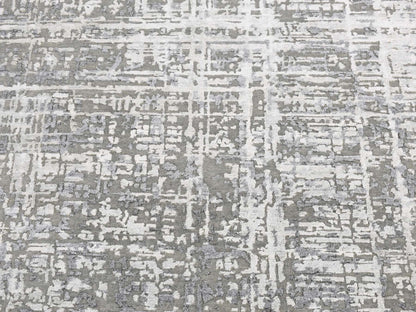 Modern / Contemporary hand-knotted wool/silk rug in Gray, 10'3" x 10'3" — SKU O087749 (view 4)