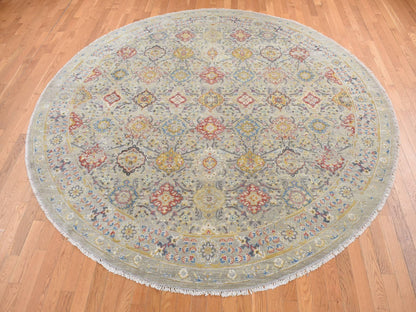 Beige 10'0" x 10'0" Transitional Hand knotted Wool/Silk Rug - Sku: O087750