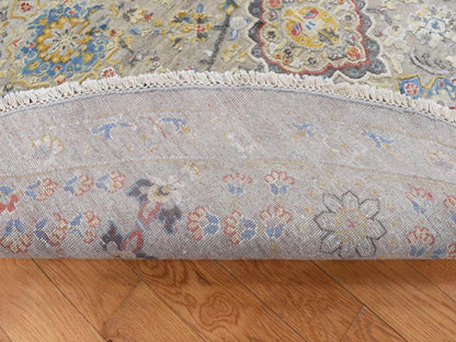 Beige 10'0" x 10'0" Transitional Hand knotted Wool/Silk Rug - Sku: O087750