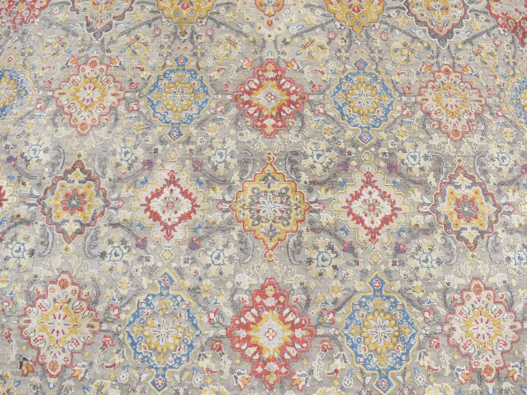 Transitional hand-knotted wool/silk rug in Beige & Gray, 10' x 10' — SKU O087750 (view 6)