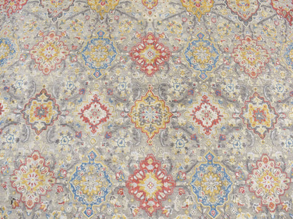 Transitional hand-knotted wool/silk rug in Beige & Gray, 10' x 10' — SKU O087750 (view 6)