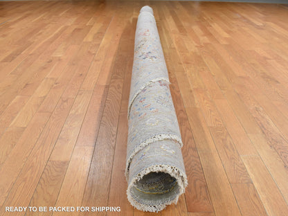 Beige 10'0" x 10'0" Transitional Hand knotted Wool/Silk Rug - Sku: O087750