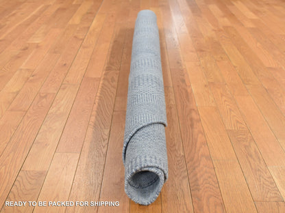 Modern / Contemporary hand-knotted wool/silk rug in Gray, 10' x 10' — SKU O087754 (view 6)