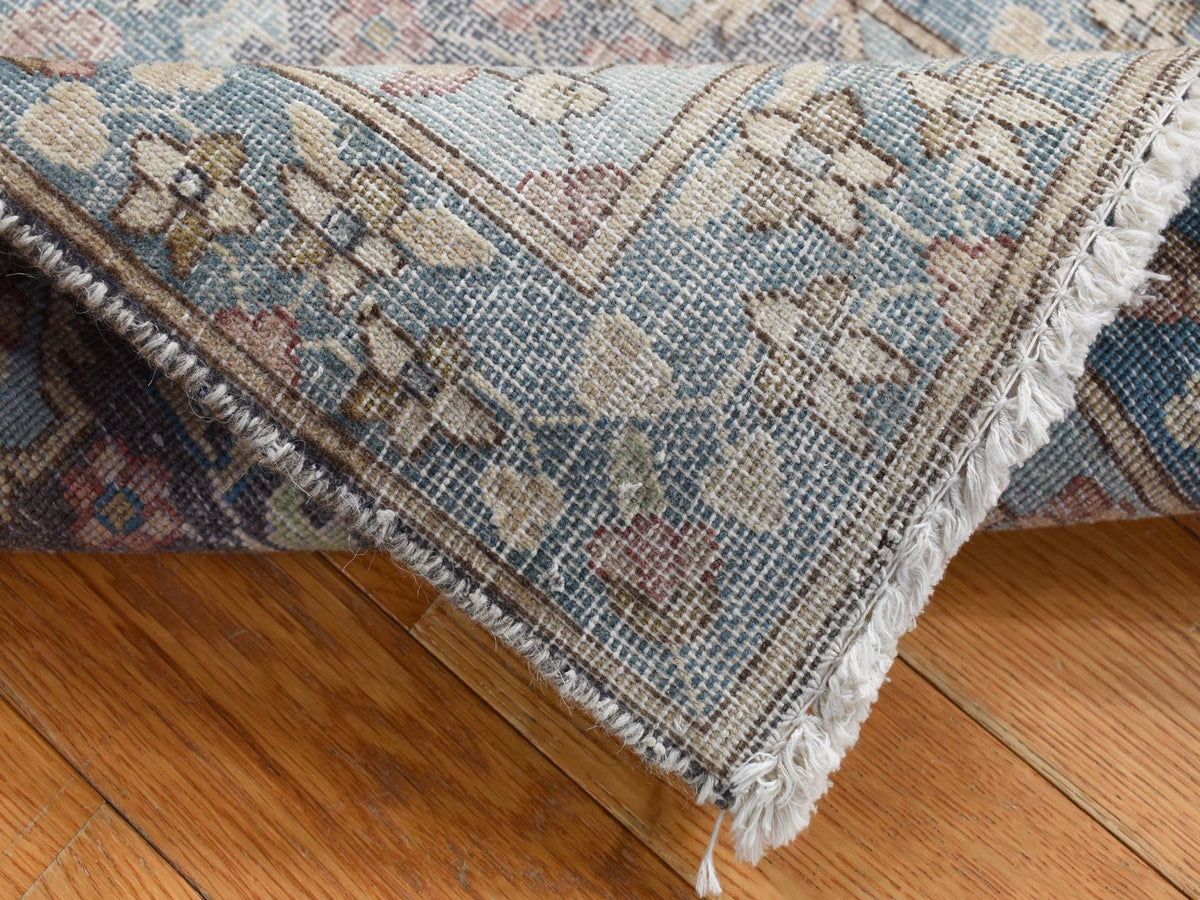 Kerman Vintage hand-knotted wool rug in Gray & Blue, 1'8" x 3'7" — SKU O087775 (view 3)