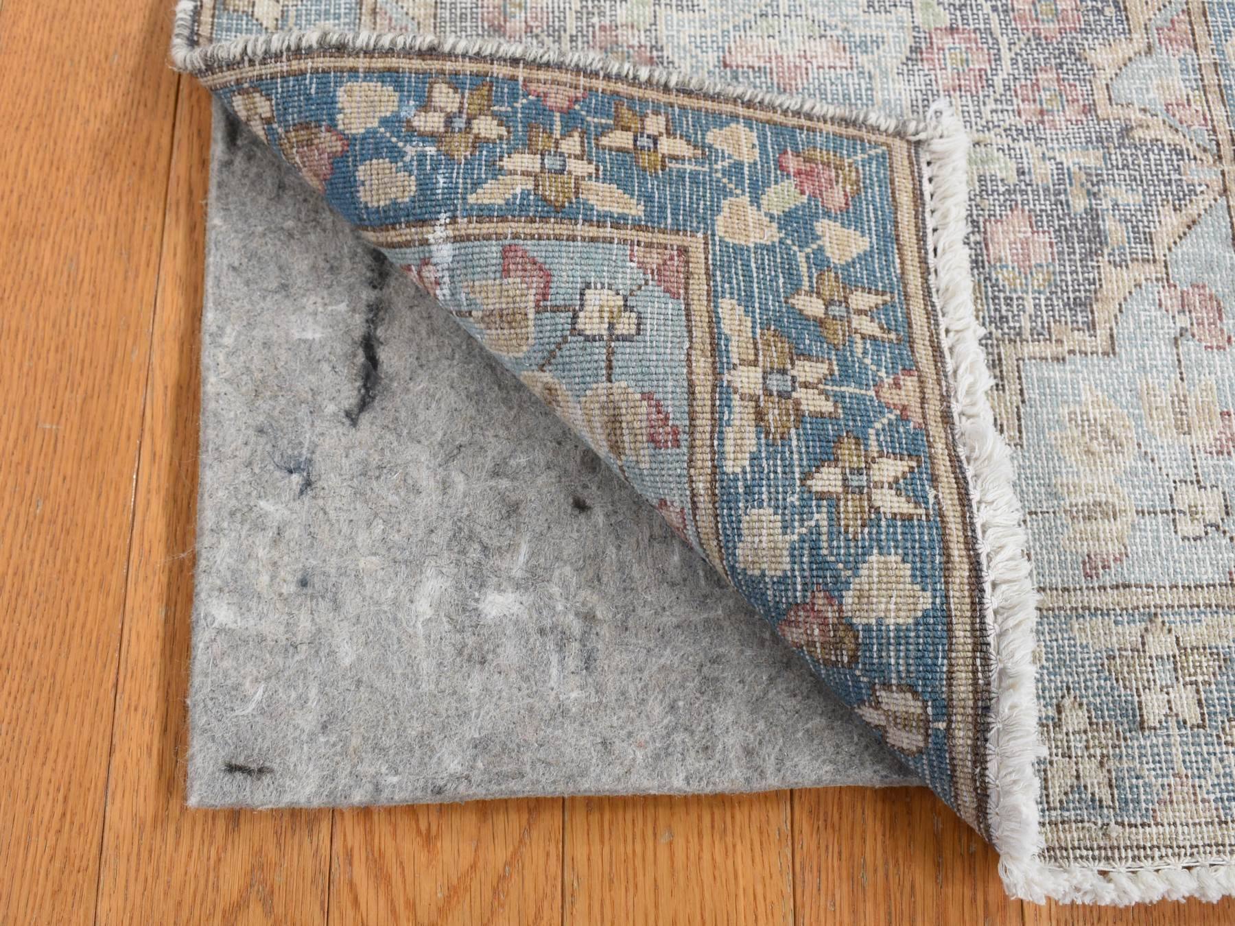 Kerman Vintage hand-knotted wool rug in Gray & Blue, 1'8" x 3'7" — SKU O087775 (view 4)