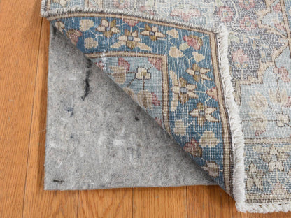 Kerman Vintage hand-knotted wool rug in Gray & Blue, 1'8" x 3'7" — SKU O087775 (view 4)