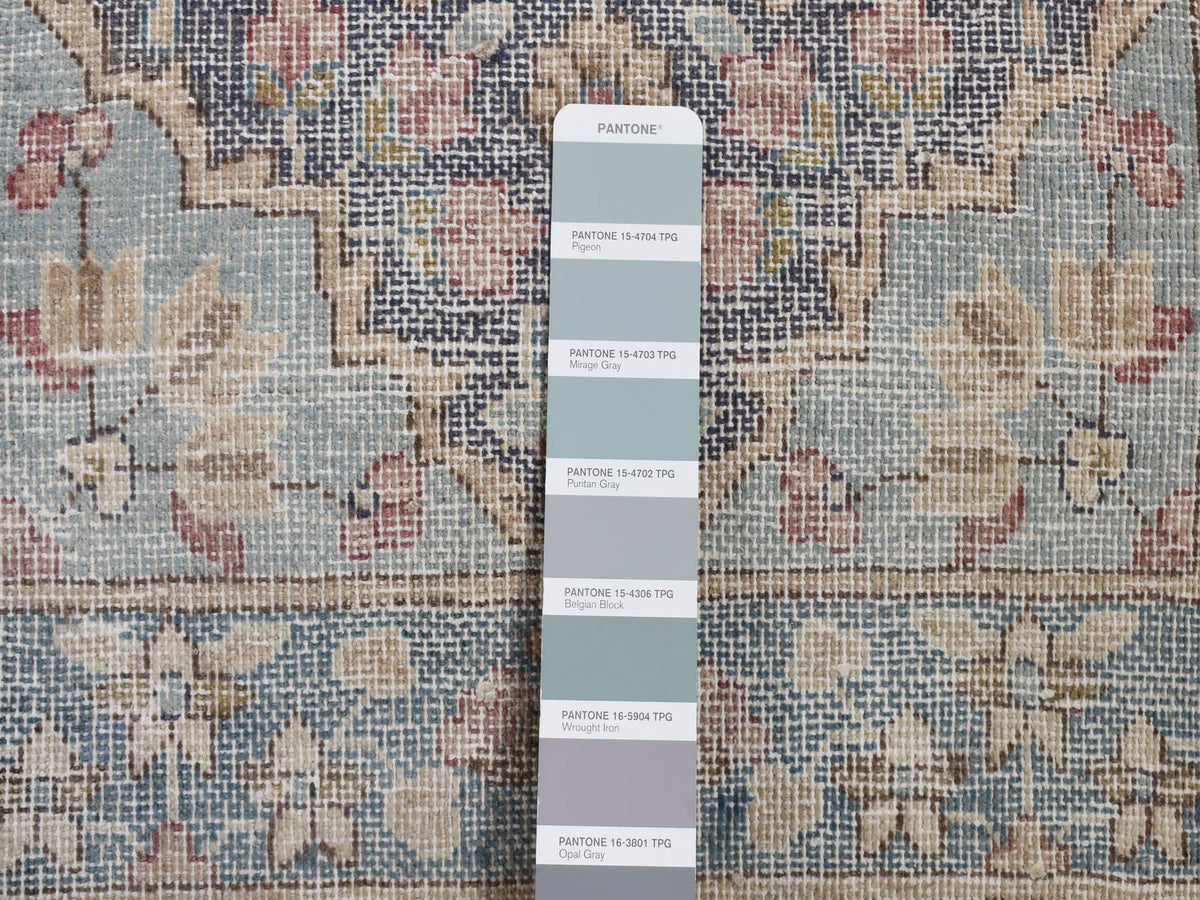 Kerman Vintage hand-knotted wool rug in Gray & Blue, 1'8" x 3'7" — SKU O087775 (view 5)