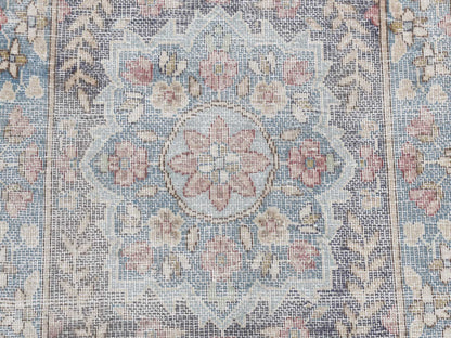 Kerman Vintage hand-knotted wool rug in Gray & Blue, 1'8" x 3'7" — SKU O087775 (view 6)