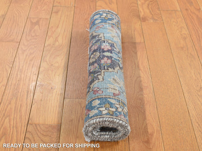 Kerman Vintage hand-knotted wool rug in Gray & Blue, 1'8" x 3'7" — SKU O087775 (view 7)