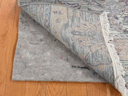 Oushak hand-knotted wool/silk rug in Green & Duck Green, 2' x 3' — SKU O087776 (view 3)