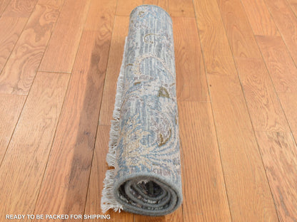 Green 2'0" x 3'0" Oushak / Peshawar Hand knotted Wool/Silk Rug - Sku: O087776