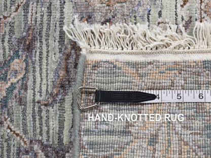 Green 2'0" x 3'0" Oushak / Peshawar Hand knotted Wool/Silk Rug - Sku: O087776