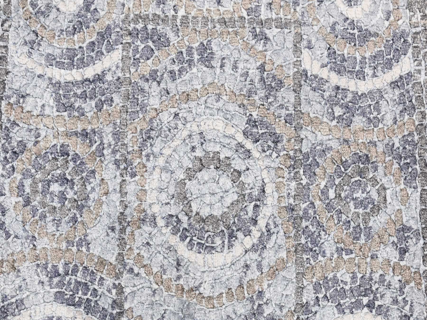 Modern / Contemporary hand-knotted wool/silk rug in Gray, 2'2" x 2'10" — SKU O087778 (view 6)