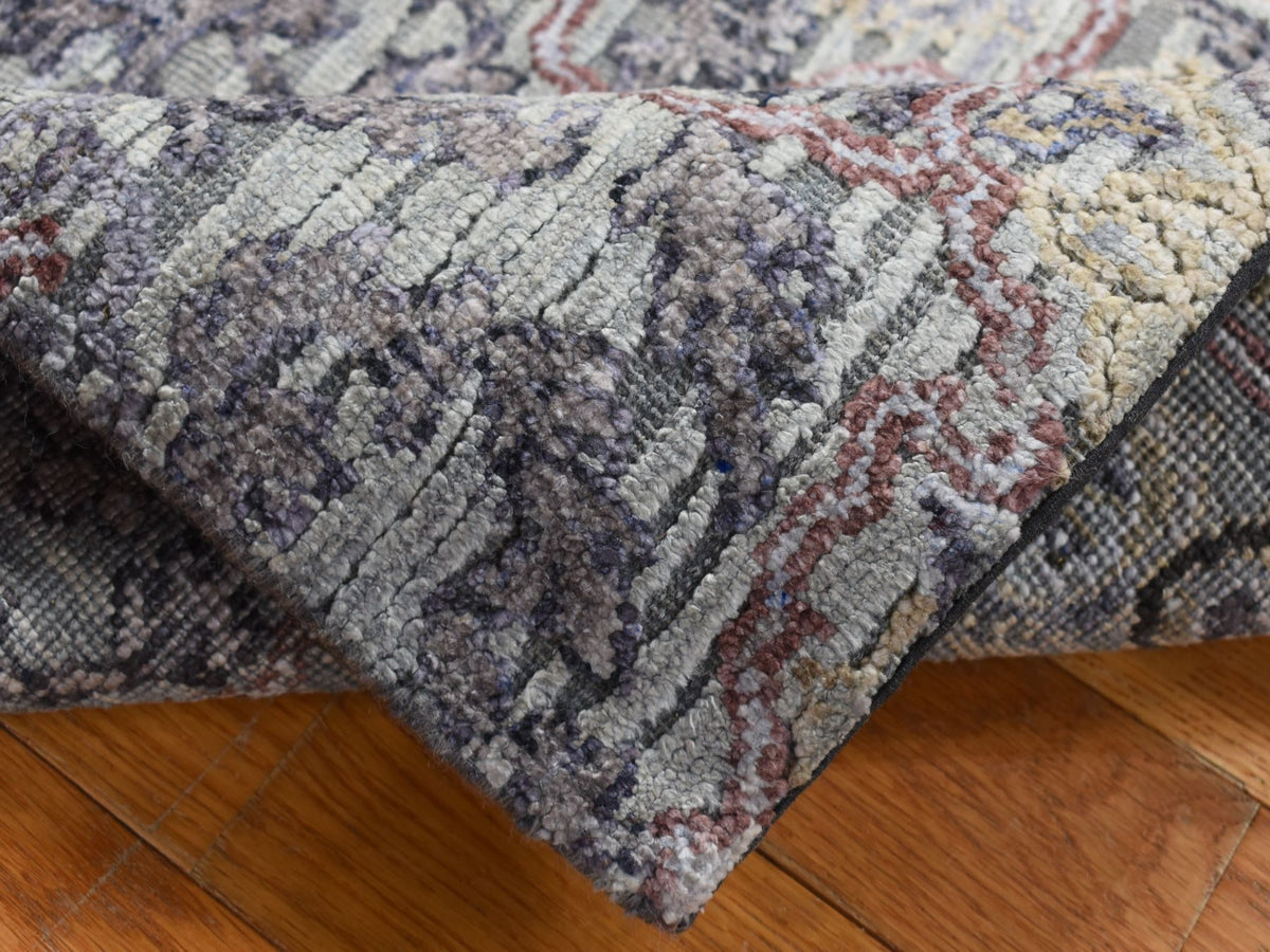 Transitional hand-knotted wool/silk rug in Gray, 2' x 3'1" — SKU O087782 (view 4)