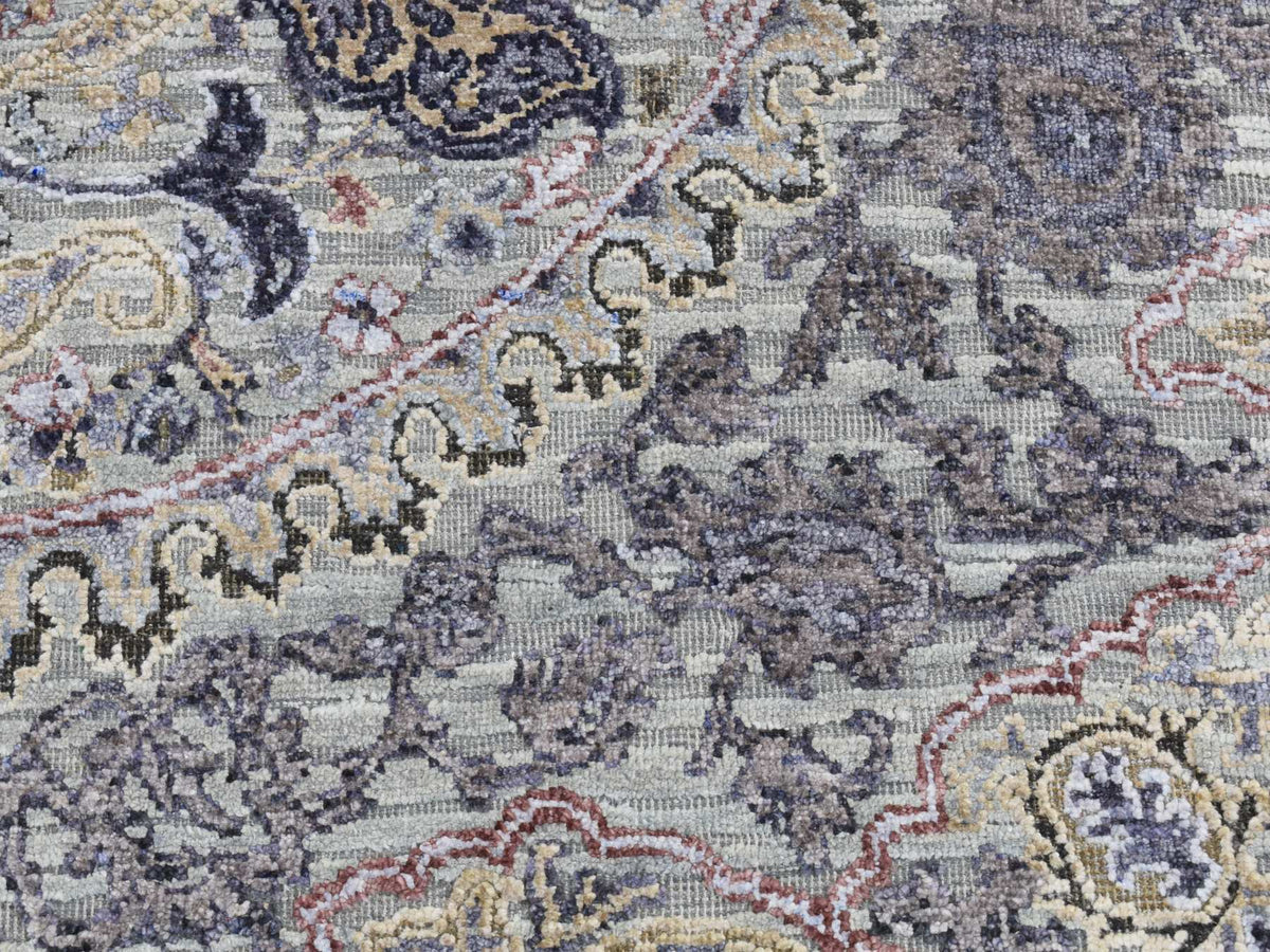 Transitional hand-knotted wool/silk rug in Gray, 2' x 3'1" — SKU O087782 (view 6)
