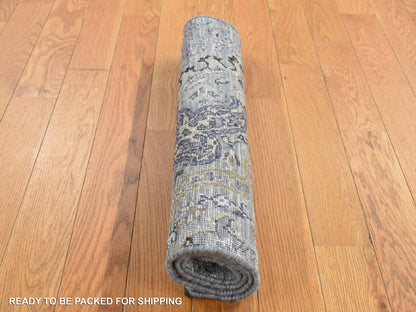 Transitional hand-knotted wool/silk rug in Gray, 2' x 3'1" — SKU O087782 (view 7)