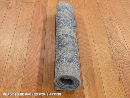 Modern / Contemporary hand-knotted wool/silk rug in Gray, 2' x 3' — SKU O087784 (view 7)
