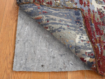 Grey 2'0" x 3'0" Modern / Contemporary Hand knotted Wool/Silk Rug - Sku: O087787