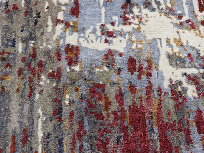 Modern / Contemporary hand-knotted wool/silk rug in Gray, 2' x 3' — SKU O087787 (view 6)