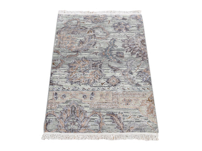 Green 2'0" x 3'0" Oushak / Peshawar Hand knotted Wool/Silk Rug - Sku: O087790