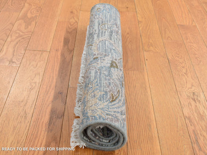 Green 2'0" x 3'0" Oushak / Peshawar Hand knotted Wool/Silk Rug - Sku: O087790