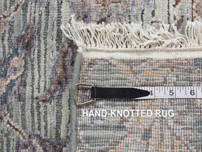 Green 2'0" x 3'0" Oushak / Peshawar Hand knotted Wool/Silk Rug - Sku: O087790