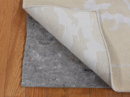 Beige 2'0" x 3'0" Modern and Contemporary Hand knotted Wool/Silk Rug - Sku: O087793