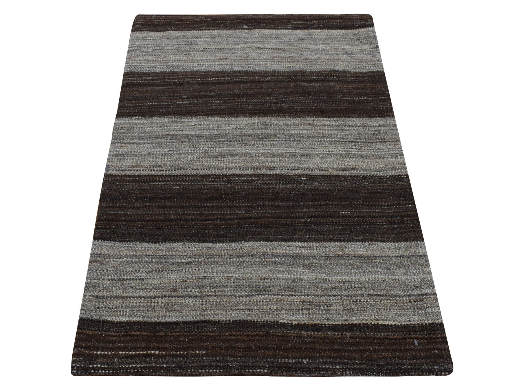 Kilim Flat-Weave hand-knotted wool rug in Brown, 2' x 3' — SKU O087798
