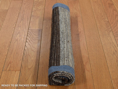Brown 2'0" x 3'0" Flat Weave Hand woven Wool Rug - Sku: O087798