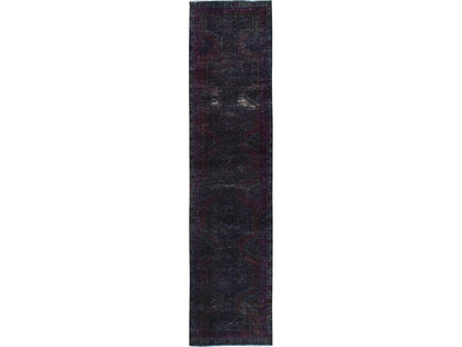 Hamadan Vintage hand-knotted wool runner in Overdyed & Brown, 2'8" x 12'1" — SKU O0877
