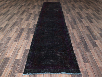 Hamadan Vintage hand-knotted wool runner in Overdyed & Brown, 2'8" x 12'1" — SKU O0877 (view 2)