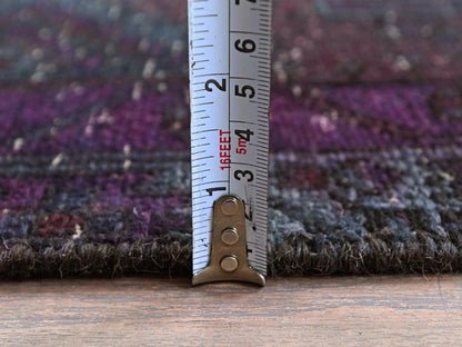 Hamadan Vintage hand-knotted wool runner in Overdyed & Brown, 2'8" x 12'1" — SKU O0877 (view 6)