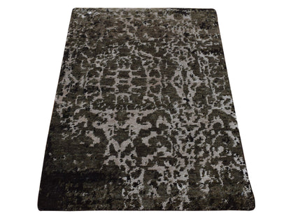 Green 2'0" x 2'9" Modern / Contemporary Hand knotted Wool/Silk Rug - Sku: O087800