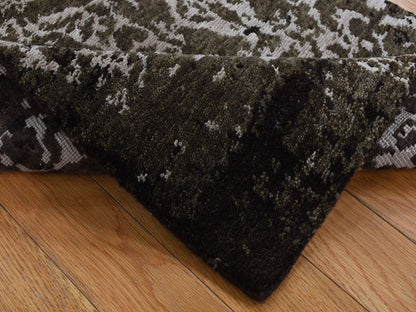 Green 2'0" x 2'9" Modern / Contemporary Hand knotted Wool/Silk Rug - Sku: O087800