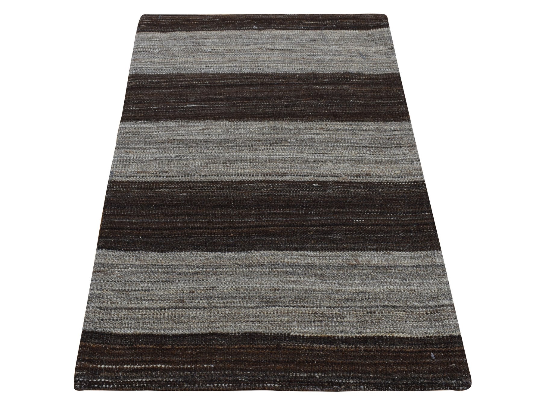 Kilim Flat-Weave hand-knotted wool rug in Brown, 2' x 3' — SKU O087803